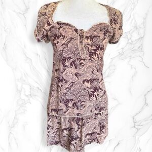 Kimchi 100% Viscose Blue Floral Patterned Dress Size XS